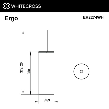 ершик напольный whitecross ergo er2274wh, белый мат