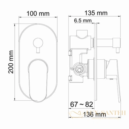 душевой комплект wasserkraft donau a14229 200 мм, хром