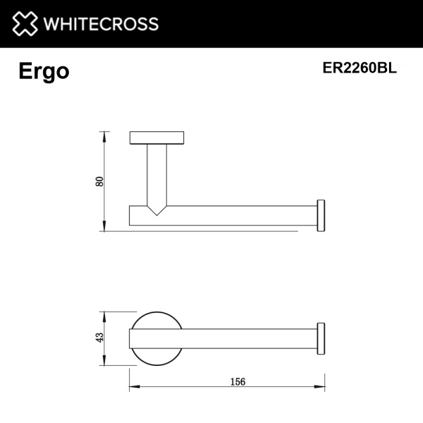 держатель туалетной бумаги whitecross ergo er2260bl, черный мат