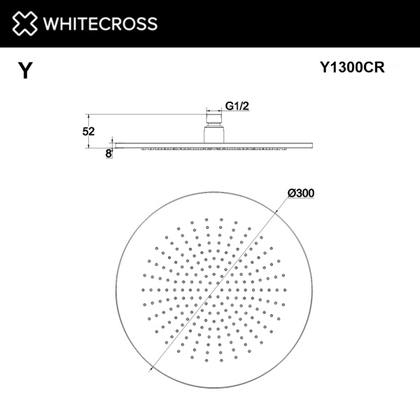 верхний душ whitecross d=30 см y1300cr, хром