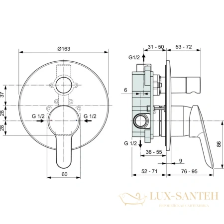 душевой комплект ideal standard alpha bd003aa 201 мм, хром