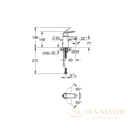 смеситель grohe eurosmart cosmopolitan 3282700e для раковины, хром