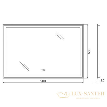 зеркало belbagno spc spc-grt-900-600-led-tch-warm с подсветкой, с подогревом, с сенсорным выключателем 