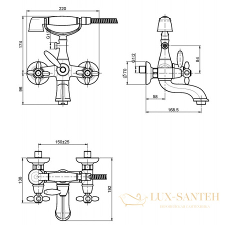 смеситель для ванны fima carlo frattini olivia, f5004cr, с душевым комплектом, хром