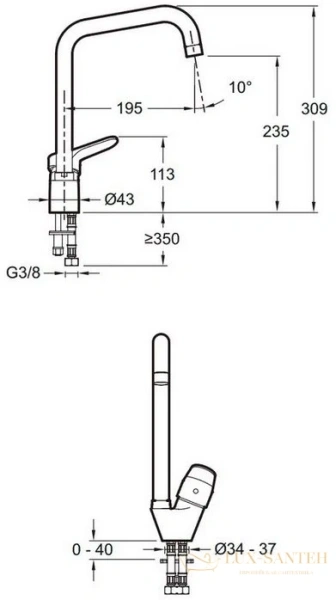 смеситель для кухни jacob delafon brive e75770-cp