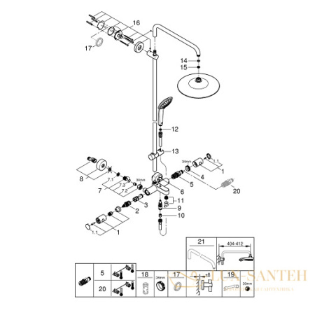 душевая система grohe euphoria 260 26114001 с изливом, хром