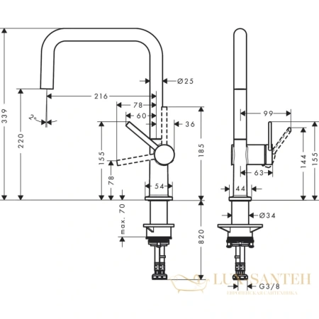 кухонный смеситель hansgrohe talis m54 1jet 72806670 черный матовый