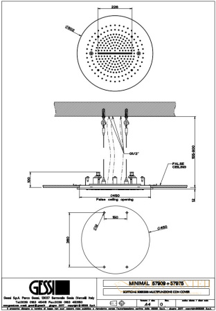 потолочная душевая система gessi inciso 57975.238 внешняя часть, хром