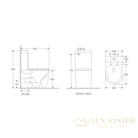 унитаз-компакт безободковый d&k matrix dt1397016 с сиденьем микролифт, белый