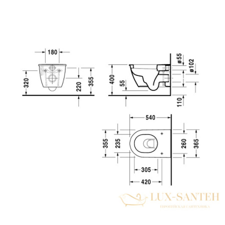 чаша подвесного унитаза duravit darling new 2545090000, белый