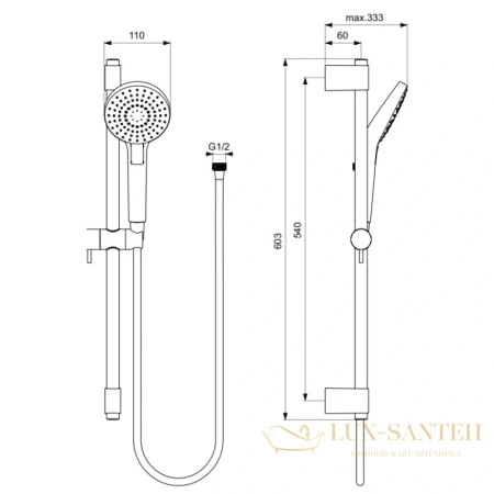 душевой гарнитур ideal standard idealrain evo round l3 b2233aa, хром