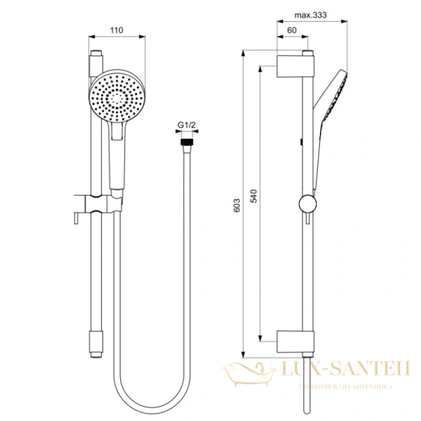 душевой гарнитур ideal standard idealrain evo round l3 b2233aa, хром