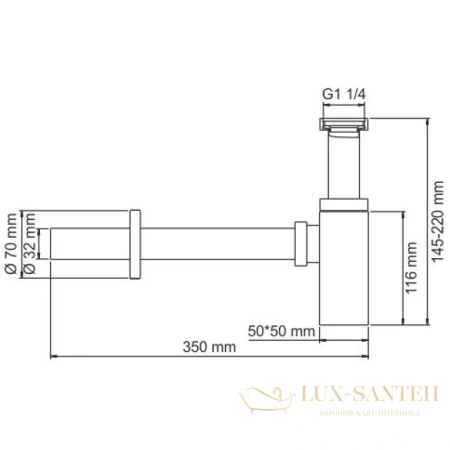 сифон wasserkraft a096 для раковины, светлая бронза