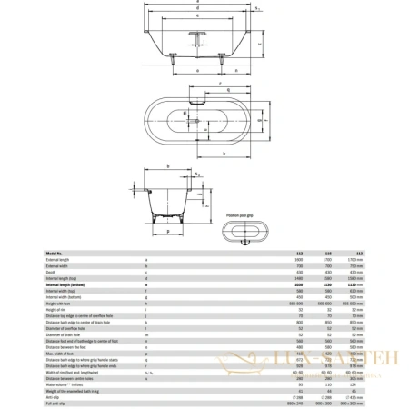 стальная ванна kaldewei classic duo oval 292600010001 116 standard 170х70 см, альпийский белый 