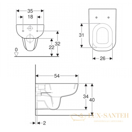 чаша подвесного унитаза geberit smyle 500.211.01.1, белый