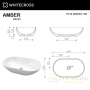 умывальник whitecross amber 60x35, белый глянец иск. камень