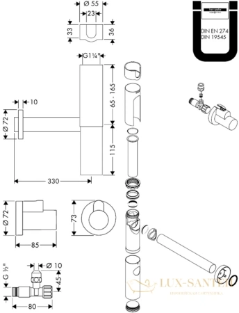 угловой вентиль hansgrohe 1/2 13954000