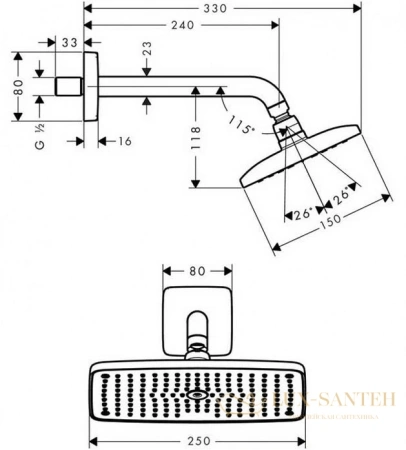 верхний душ hansgrohe raindance e 240 air 1jet 27370000