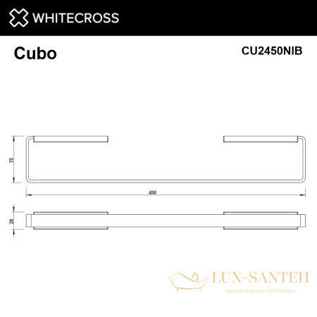 полотенцедержатель 450 мм. whitecross cubo cu2450nib, брашированный никель