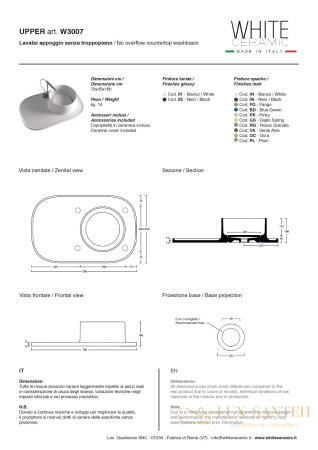 раковина white ceramic upper w300701 накладная 70x45х16 с накладкой и с отверстием п/с, белый глянцевый