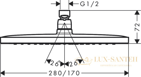 верхний душ hansgrohe croma e 280 1jet ecosmart хром 26258000