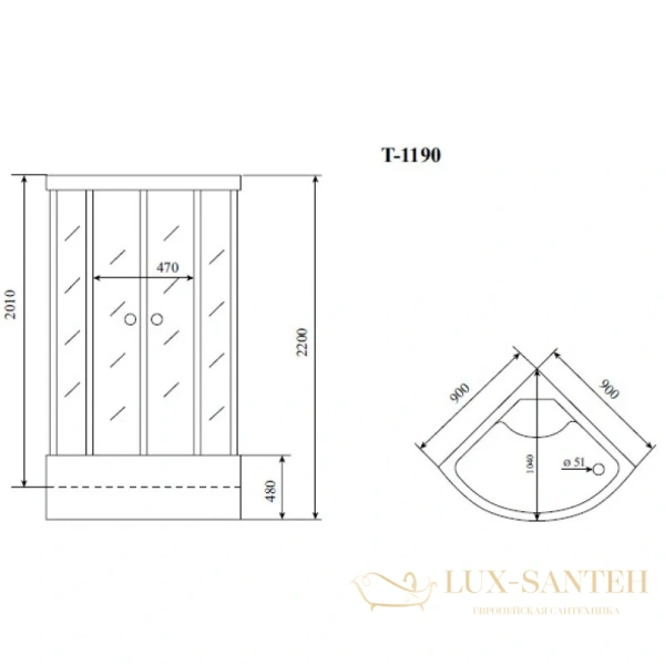 душевая кабина timo standart t-6690 s 90x90x220 см, стекло прозрачное