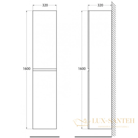 шкаф пенал belbagno albano albano-1600-2a-sc-bl-p 32 см подвесной, bianco lucido