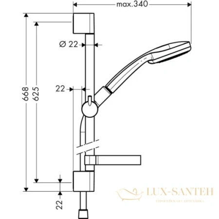 душевой гарнитур hansgrohe croma 100 1jet 27717000 unica'c 0,65 м, ½’