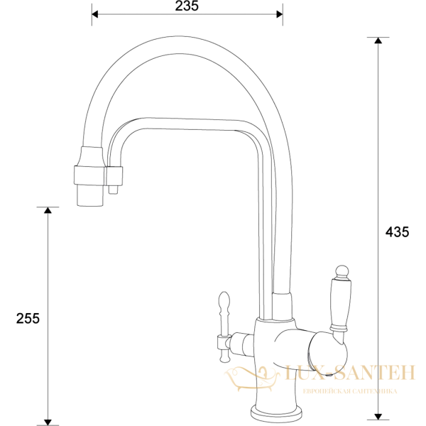 смеситель zorg sanitary zr342-6yf для кухни, хром/черный