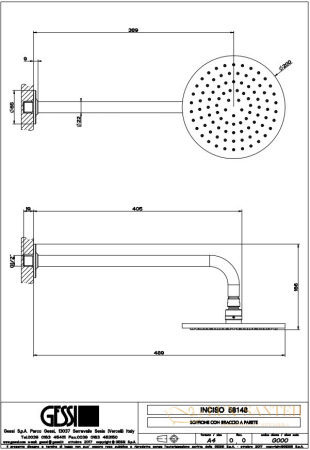 верхний душ gessi inciso 58148 031 200 мм, хром