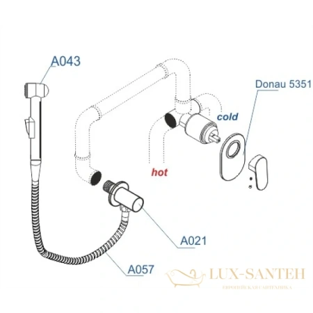 гигиенический комплект wasserkraft donau a15357, хром