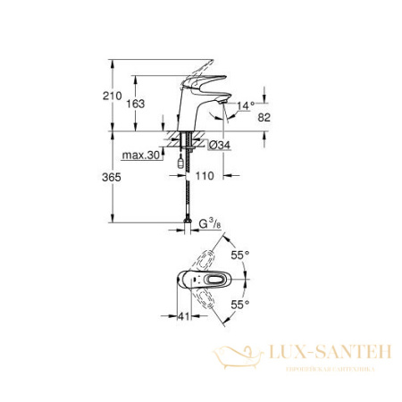 смеситель grohe eurostyle 33557003 для раковины, хром