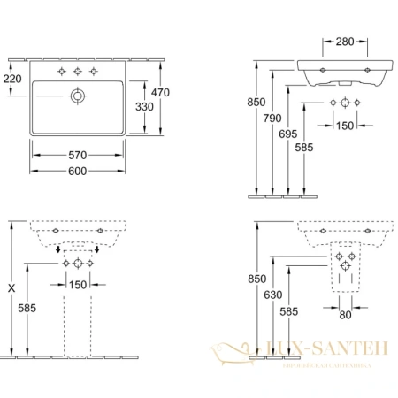 раковина villeroy & boch avento 415860r1 60x47 см, альпийский белый