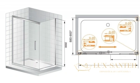 душевой уголок cezares premier-soft-ah-1 premier-soft-w-ah-1-130/90-c-cr-iv 130x90 см, стекло прозрачное