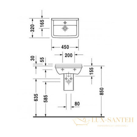 раковина duravit starck 3 0750450000 450х320 мм, белый