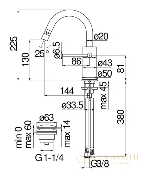 смеситель для биде nobili velis, ve125139/2flp с донным клапаном, diamond smoke, цвет черный