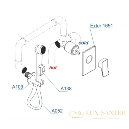 гигиенический комплект wasserkraft exter a01652, светлая бронза