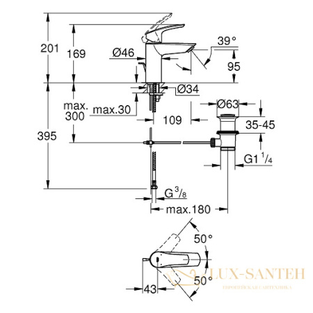 смеситель grohe eurosmart 23456003 для раковины, хром