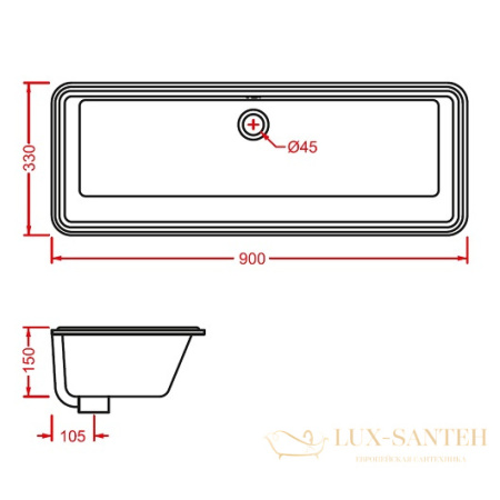 раковина встраиваемая снизу artceram washbasins gea gel002 01 00 900х330 мм, белый