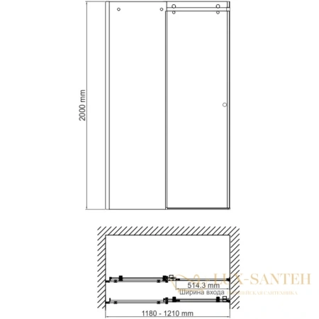 душевая дверь wasserkraft vils 56r05 120 см 