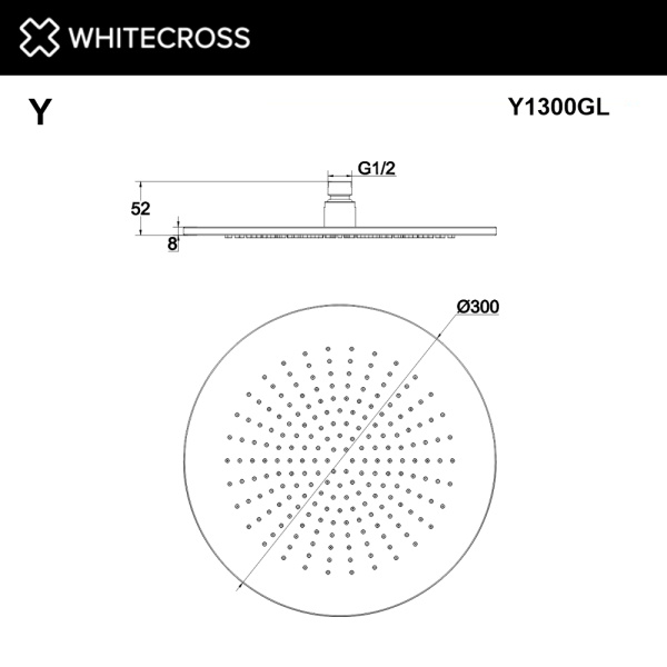 верхний душ whitecross d=30 см y1300gl, золото