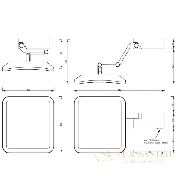 зеркало косметическое decor walther contract 0123200 с подсветкой, хром