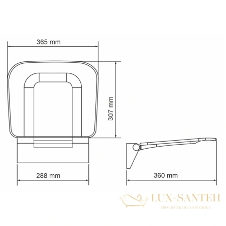 сиденье для душа wasserkraft ss404, черный/серый