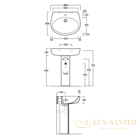 раковина simas lft spazio lft05bi*1 65,5x51 см, белый