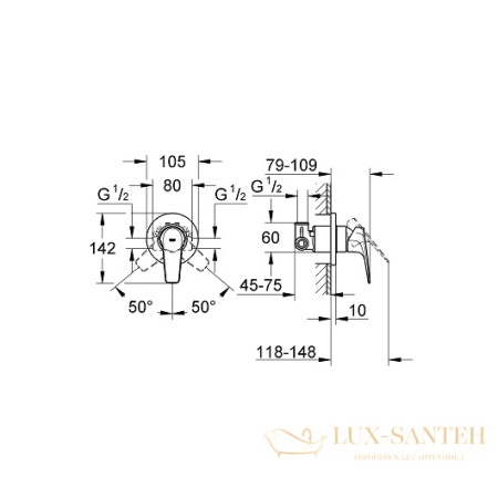 смеситель grohe bauflow 29046000 для душа, хром