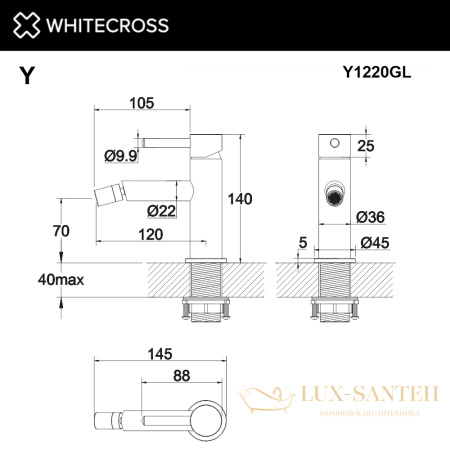 смеситель для биде whitecross y y1220gl, золото