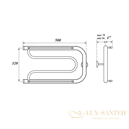 полотенцесушитель 320x500 водяной point pn21335p фокстрот с полкой, хром