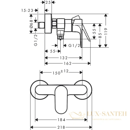 смеситель для душа hansgrohe rebris 72640670