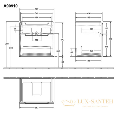 тумба под раковину villeroy & boch subway 2.0 a909 10 e8 587х590х454 мм, white wood 