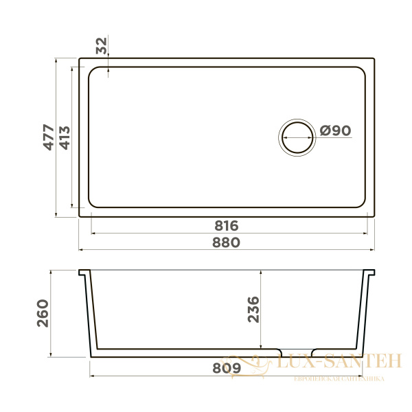 кухонная мойка omoikiri tokara 88-u/i-wh side 4993867 natceramic, белый глянец